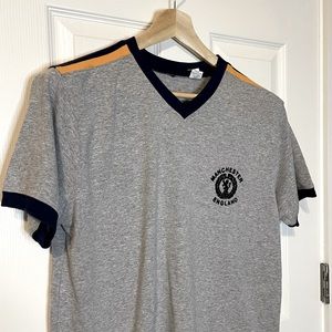 Manchester England heather gray ringer tee sz L